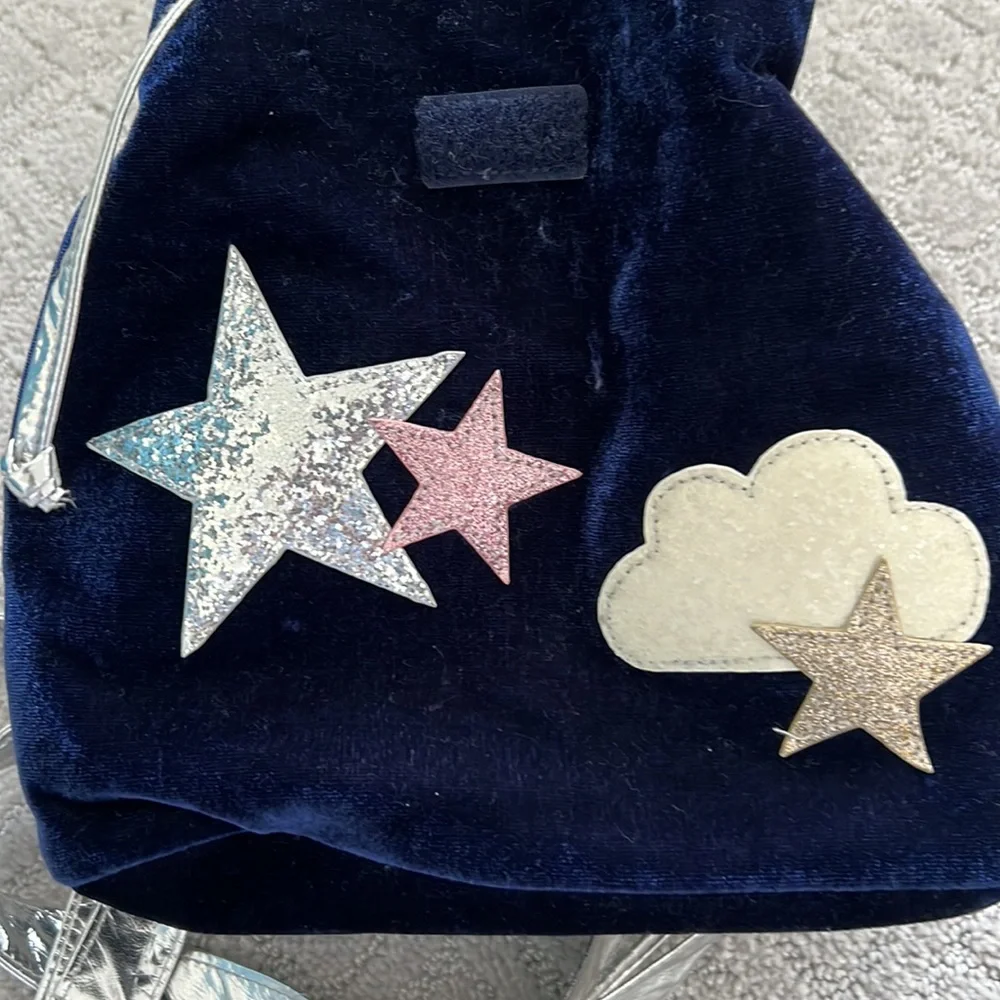 To the sky blue velvet backpack